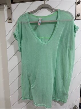 Free People Light Mint V-Neck Short Sleeve Tee